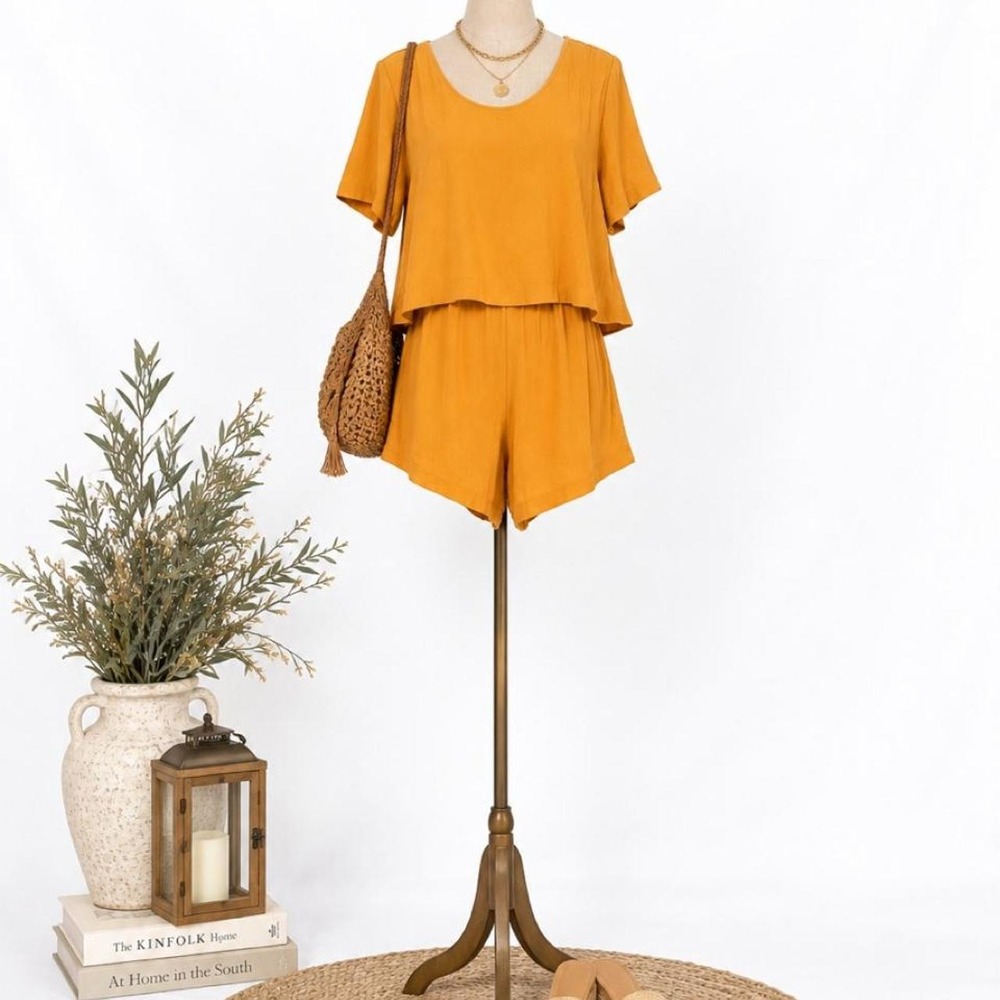 Forever 21 Mustard Camel Layered Romper – Size Small
